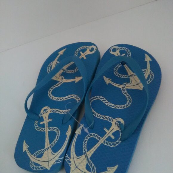 Juncture Kids/Boys Flip Flop Sandals Color Blue/Anchors Size Medium 13/1 NWOT - Picture 3 of 7